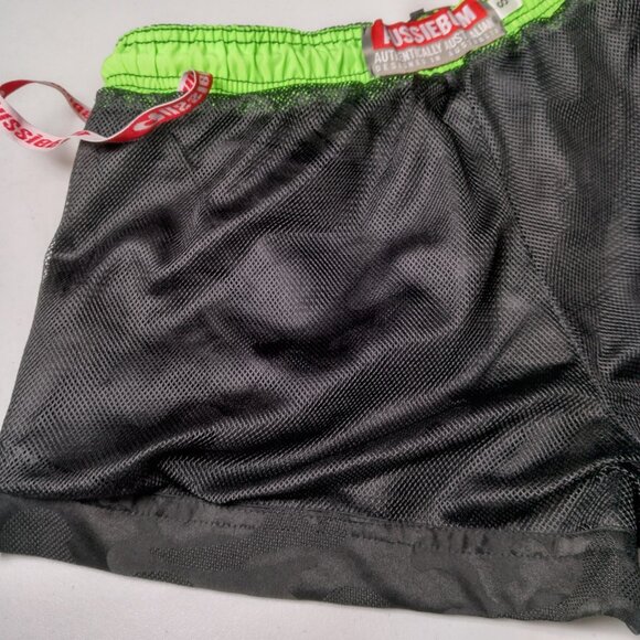 AussieBum Swim Trunk Shorts Men Small Line Black 2 Tone Camo Neon Green - Picture 12 of 16